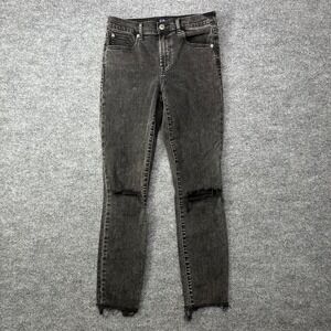 Gap 26 True Skinny Jeans Womens Gray Denim Distressed Frayed Hem Classic - 27X26